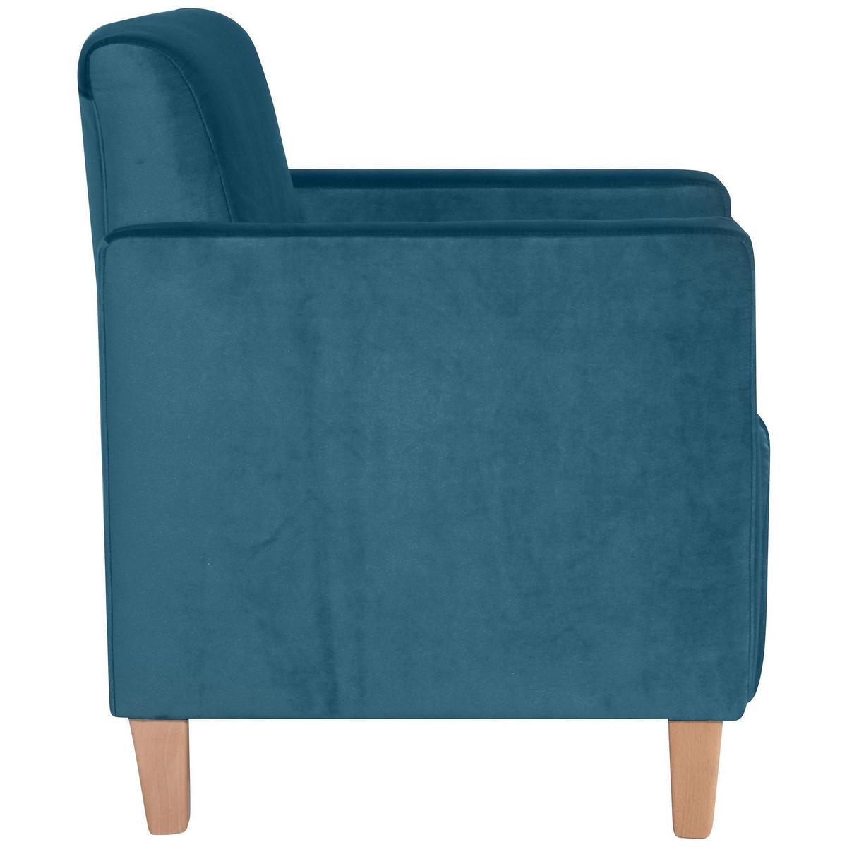 SESSEL Karol Bezug Samtvelours Buche natur / petrol - Blau, Kunststoff (71/81/70cm) - 58aufmkessel