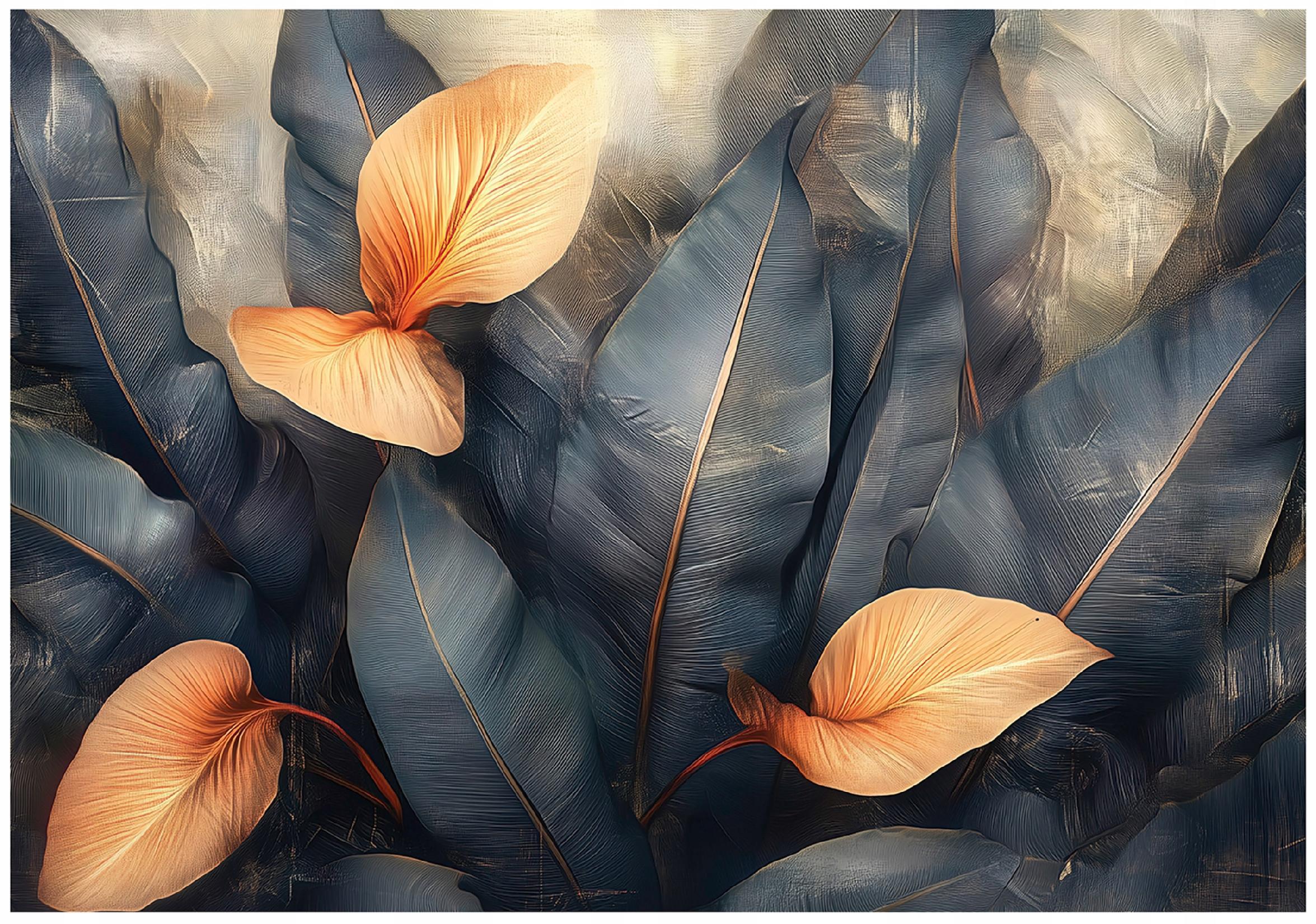 FOTOTAPETE Blätter Beton Natur Wohnzimmer Vlies Tapete 200x140 - Multicolor, Papier (200/140cm) - Wallarena
