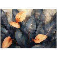 FOTOTAPETE Blätter Beton Natur Wohnzimmer Vlies Tapete 200x140 - Multicolor, Papier (200/140cm) - Wallarena