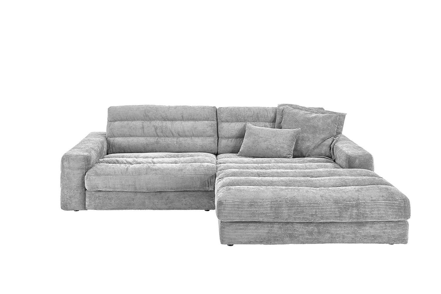 ECKSOFA LANA SOFA Hellgrau Cord - Hellgrau/Schwarz, Textil (296/205cm) - KAWOLA