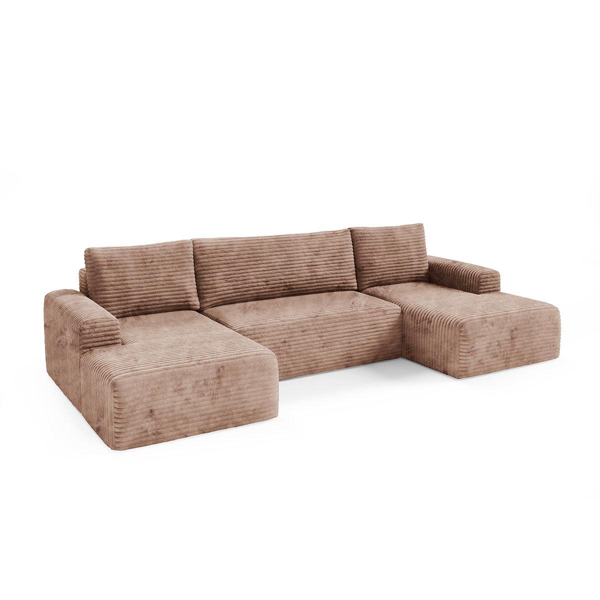PANORAMASOFA Romeo 5 Sitzplätze Hellbraun - Braun, Holz (345/92/163cm) - Petits-meubles