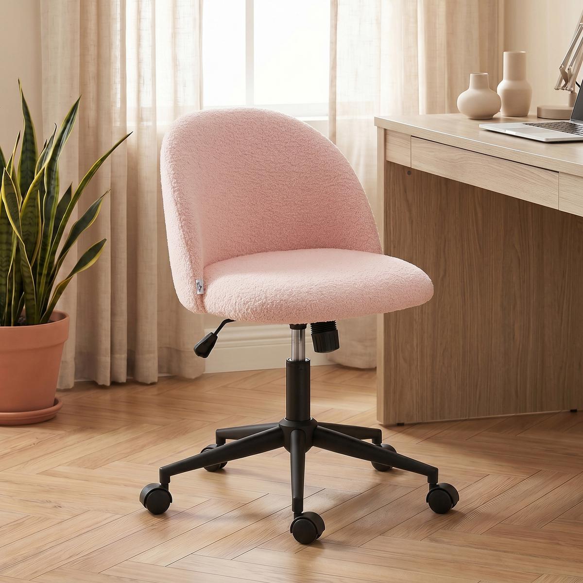BÜROSTUHL Polyester Rosa - Schwarz/Rosa, Textil/Metall (52/84.5/59cm) - HOMCOM