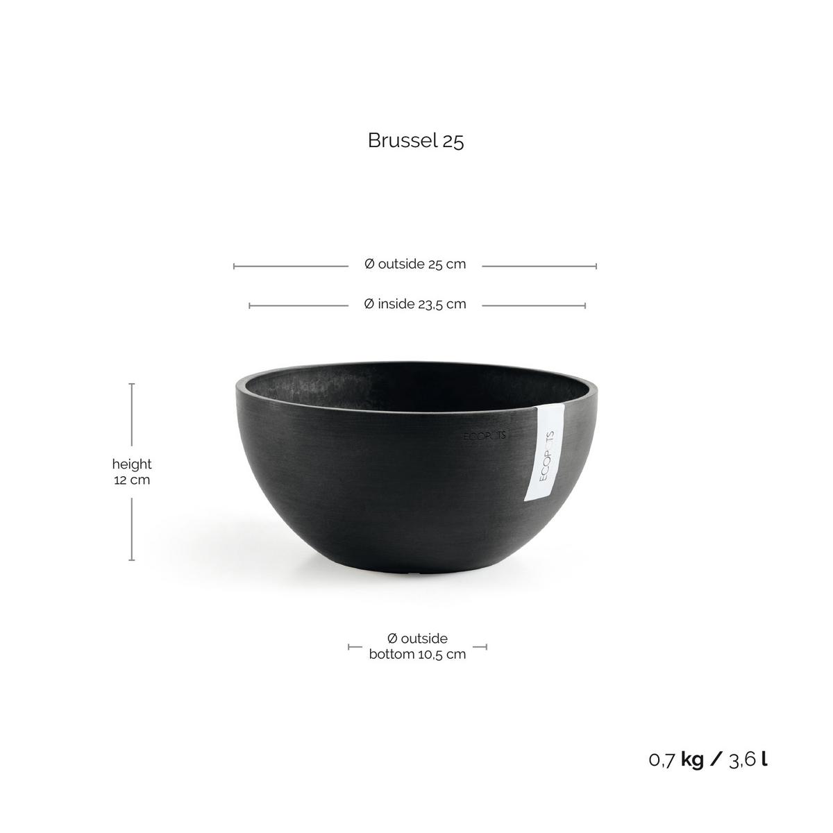 BLUMENTOPF Brussels 25/12 cm Dunkelgrau - Dunkelgrau, Kunststoff (25/12cm) - Ecopots