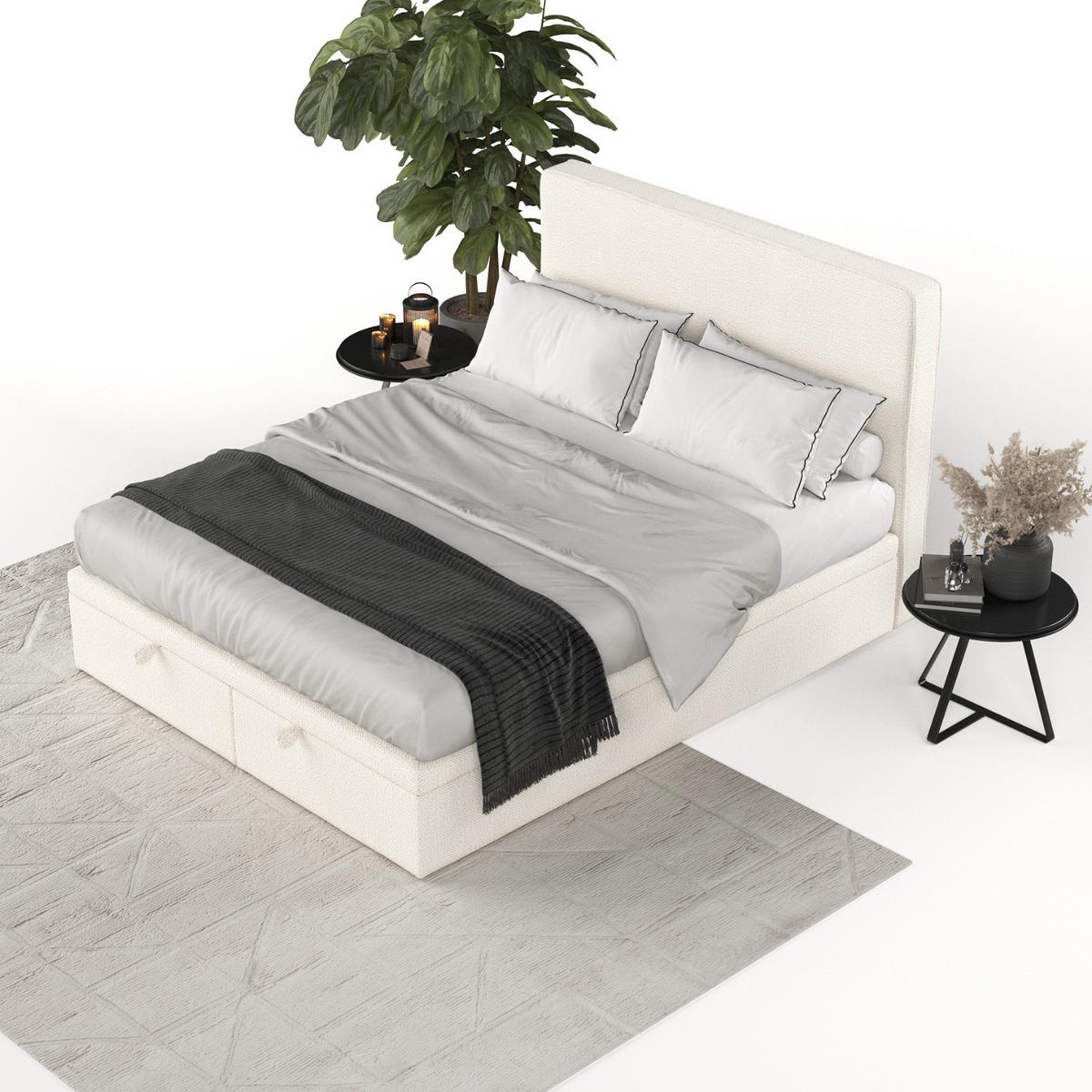 POLSTERBETT Hush mit Stauraum 140/200 cm Creme im Alta Stoff - Creme/Schwarz, Holz/Holzwerkstoff (140/200cm) - AltaBeds