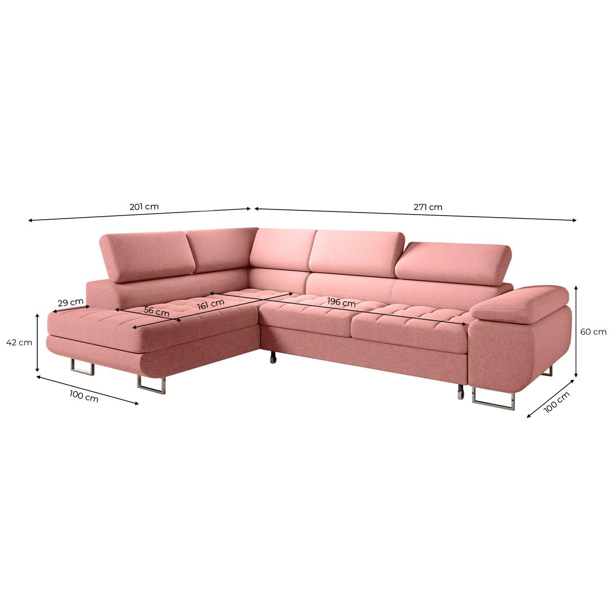 ECKSOFA Eden 4 Sitzplätze Korallenrosa - Rosa, Textil (271/201cm) - Petits-meubles