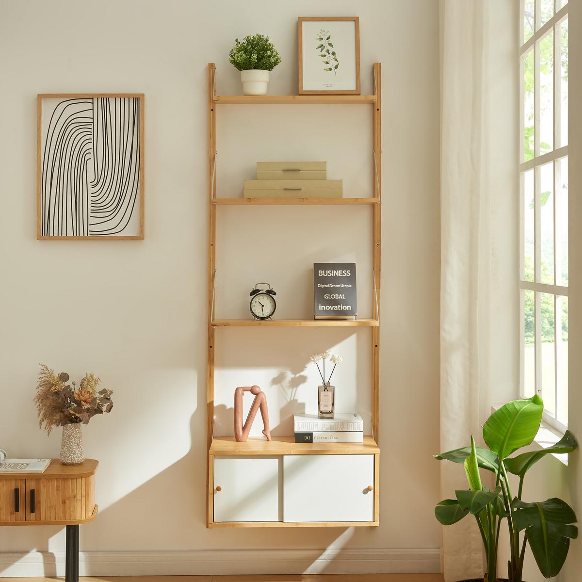 WANDREGAL Tingvoll - Naturfarben, Holz (65/176/34cm) - [en.casa]
