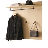 GARDEROBENPANEEL Stone Eiche 90 x 90 cm, Wandgarderobe mit Hutablage - Eichefarben/Schwarz, Holzwerkstoff/Metall (90/90/30cm) - Furn.Design