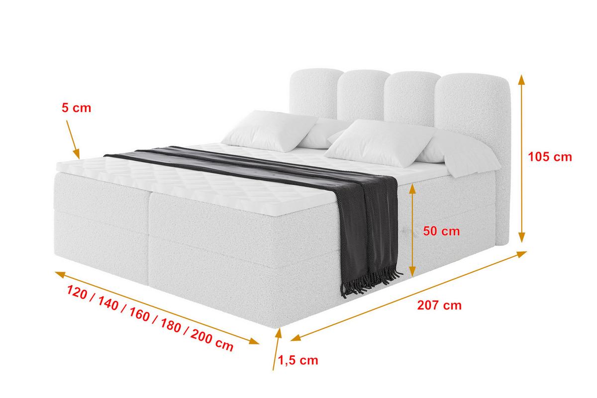 BOXBETT mit Matratze H4 - NINA - 180x200 cm - Weiß - Weiß, Holzwerkstoff (180/200cm) - ALTDECOR
