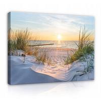 LEINWANDBILD Strand Meer Bilder Modern 100x70 - Multicolor, Holzwerkstoff (100/70cm) - Wallarena