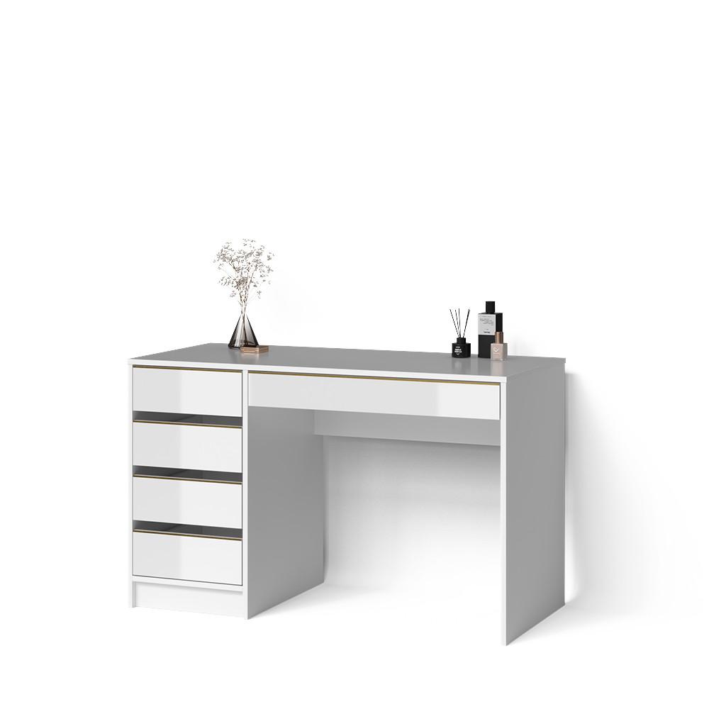SCHMINKTISCH Imola Weiß/Gold ohne Spiegel - Goldfarben/Weiß, Holzwerkstoff (55/120/75cm) - Livinity®