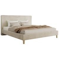 POLSTERBETT LUMARO CLASSIC 140/200 - Beige Velvet - Matratze Pocket - Beige/Kernbuche, Holz/Textil (140/200cm) - MKS