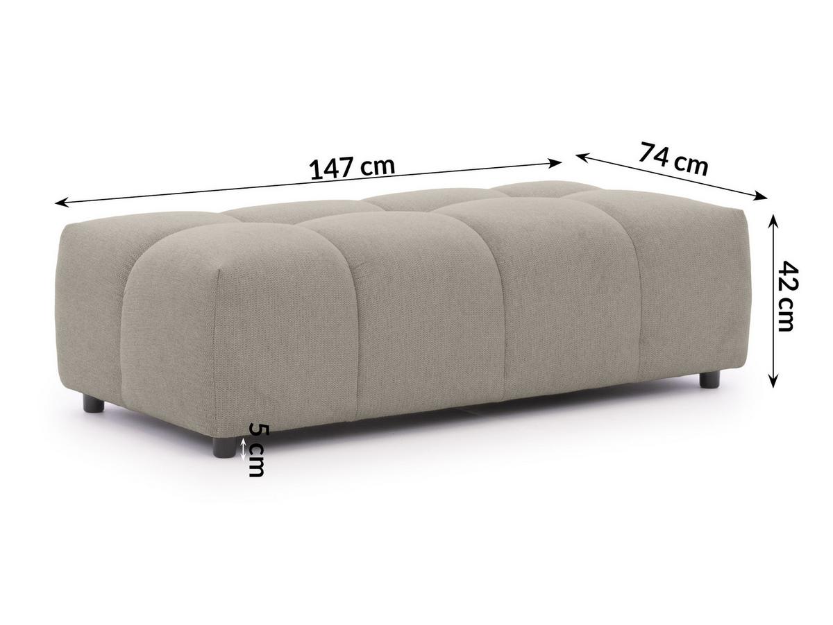 HOCKER Bubble mit Sitzfläche in Bubble-Optik aus weichem Taupe Strukturstoff mit schöner Sitzkomfort - Taupe/Schwarz, Holz/Kunststoff (147/42/74cm) - S-Style Möbel