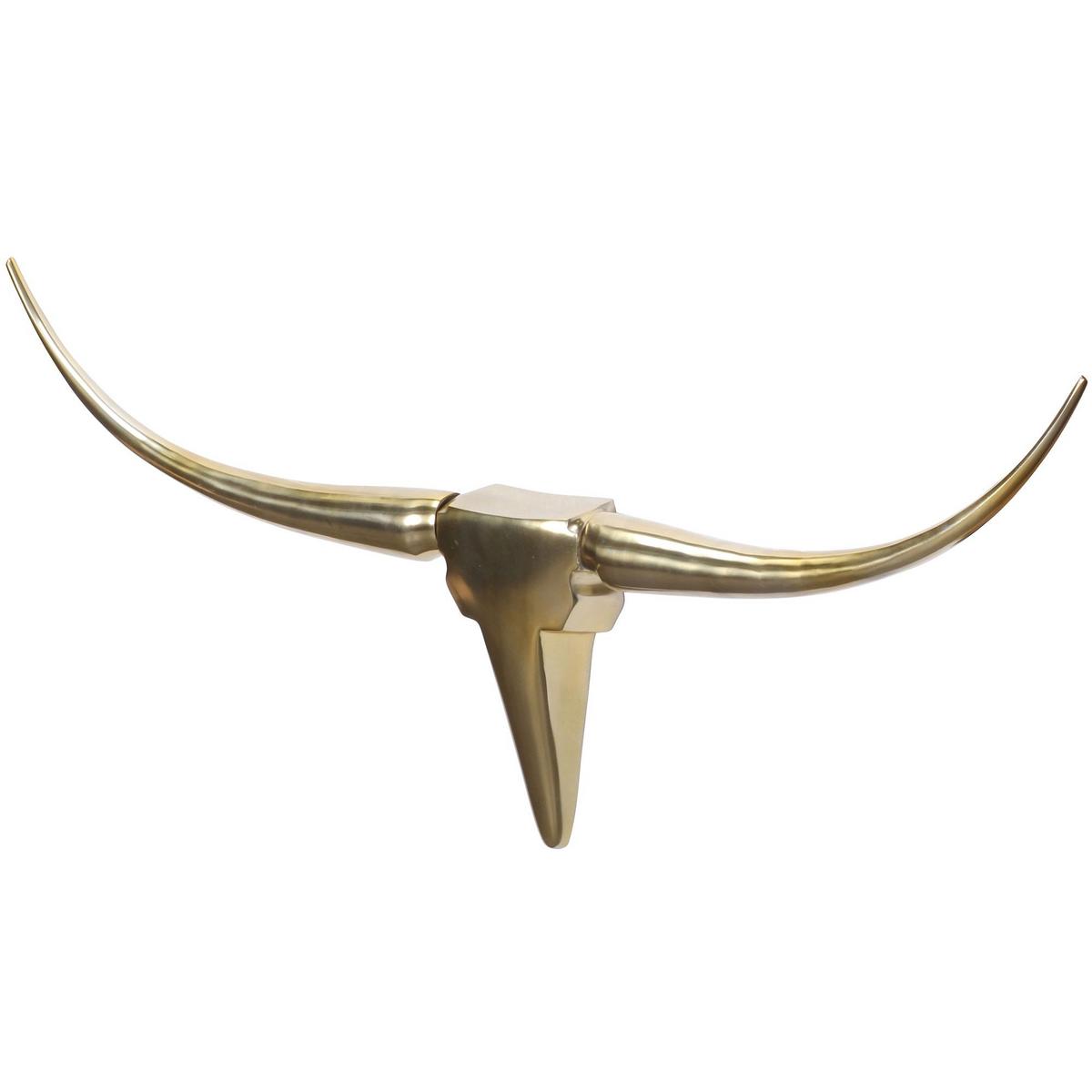 WANDDEKO Bull Geweih aus Aluminium 125 cm Breite, Gold 100x6x40 cm - Goldfarben, Metall (100/40/6cm) - KADIMA DESIGN