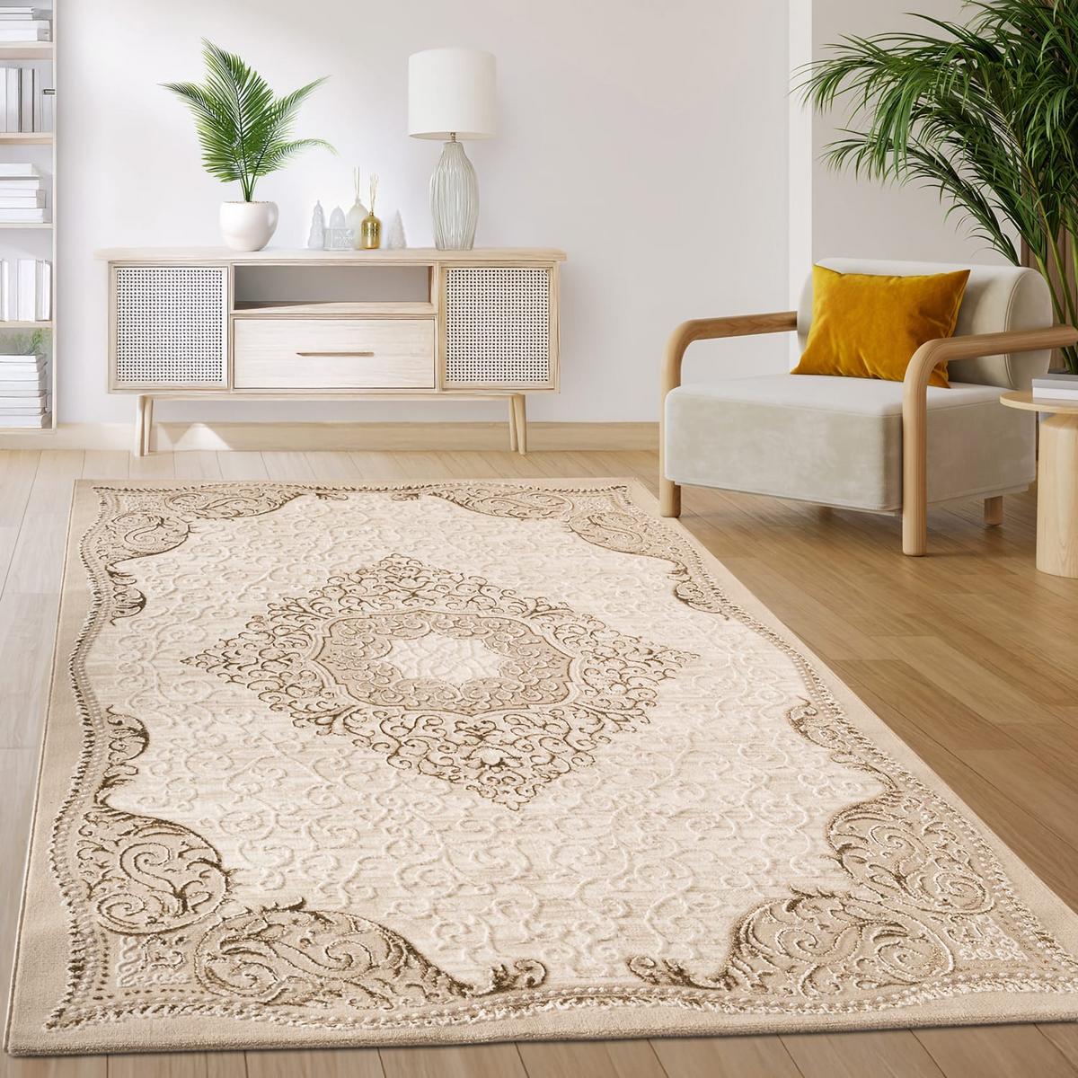 KURZFLORTEPPICH, orientalisch, aus Polyester, Beige, 200 x 280 cm - Beige, Textil (280/200cm) - KADIMA DESIGN