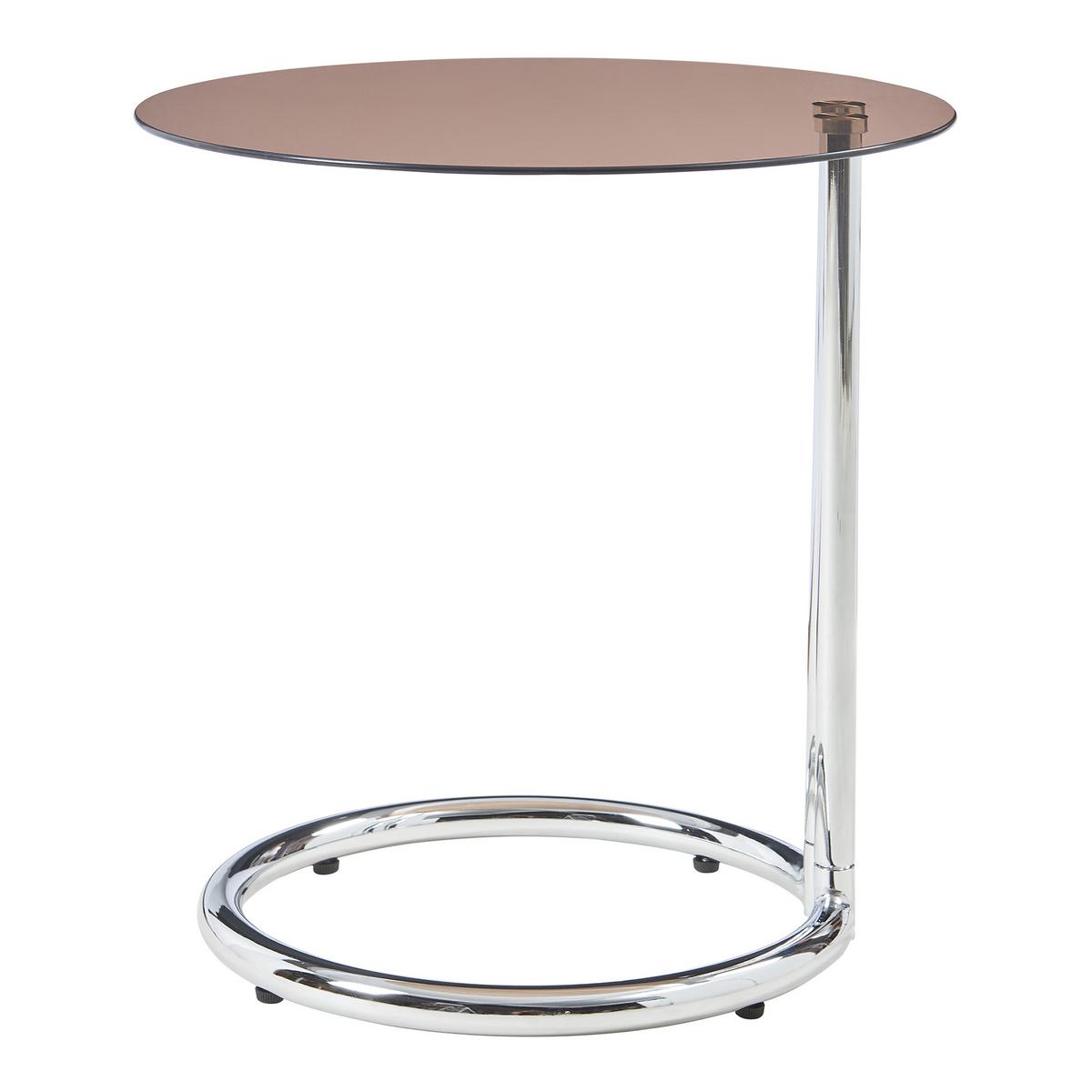 BEISTELLTISCH Ylivieska - Chromfarben/Bernsteinfarben, Glas/Metall (44.5/44.5/46cm) - [en.casa]