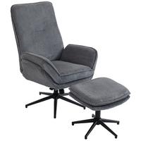 RELAXSESSEL mit Hocker Polyester Grau - Schwarz/Grau, Textil/Metall (72/107/83cm) - HOMCOM