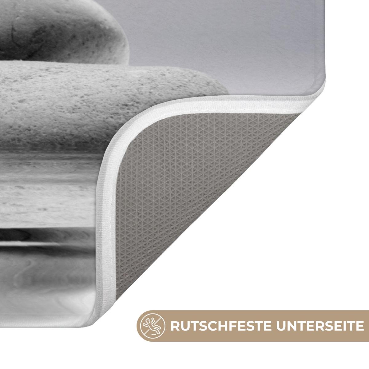 BADEMATTE Steine - Lotus - Weiß - Wasser - Zen 60x40 cm - Weiß, Textil (60/40cm) - OnlyWow