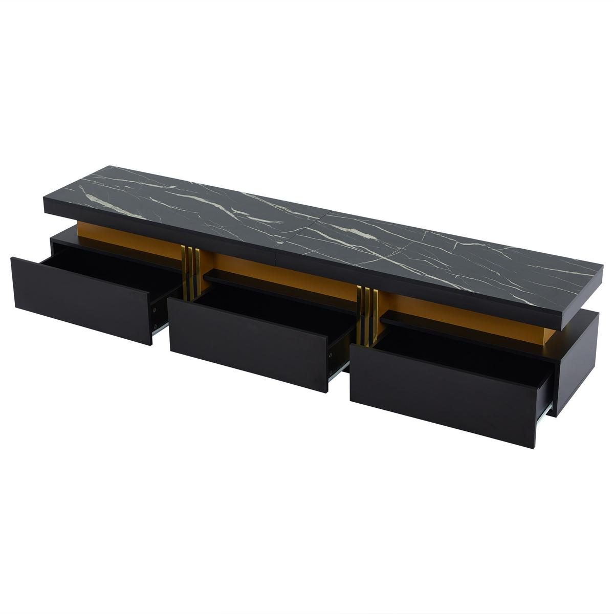 TV-MÖBEL Schwarz 200/40/42 cm - Weiß, Holzwerkstoff (40/42/200cm) - Urban Meuble