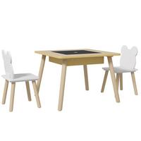 KINDER-TISCH-STUHL-SET 3er Set MDF Naturholz - Weiß/Naturfarben, Holz/Holzwerkstoff (60/44/60cm) - AIYAPLAY