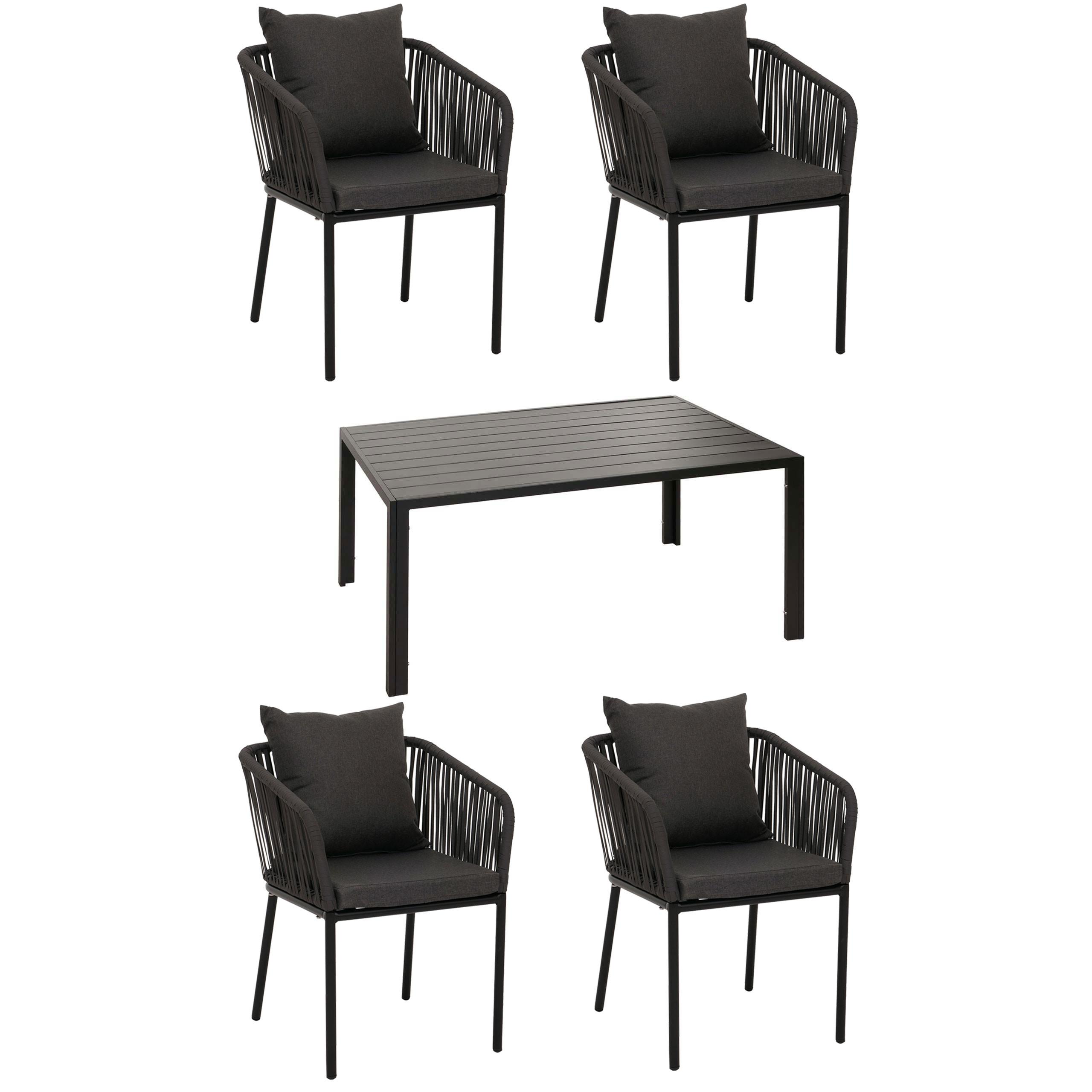 GARTENGARNITUR Anthrazit, Dunkelgrau 5-teilig-Set - Dunkelgrau/Anthrazit, Metall - MCW