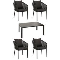 GARTENGARNITUR Anthrazit, Dunkelgrau 5-teilig-Set - Dunkelgrau/Anthrazit, Metall - MCW