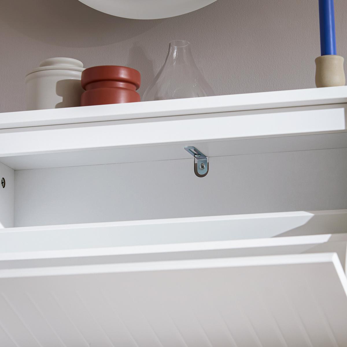 SCHUHSCHRANK mit 3 Klappen Weiß - Weiß, Holzwerkstoff (61/120/26cm) - SoBuy