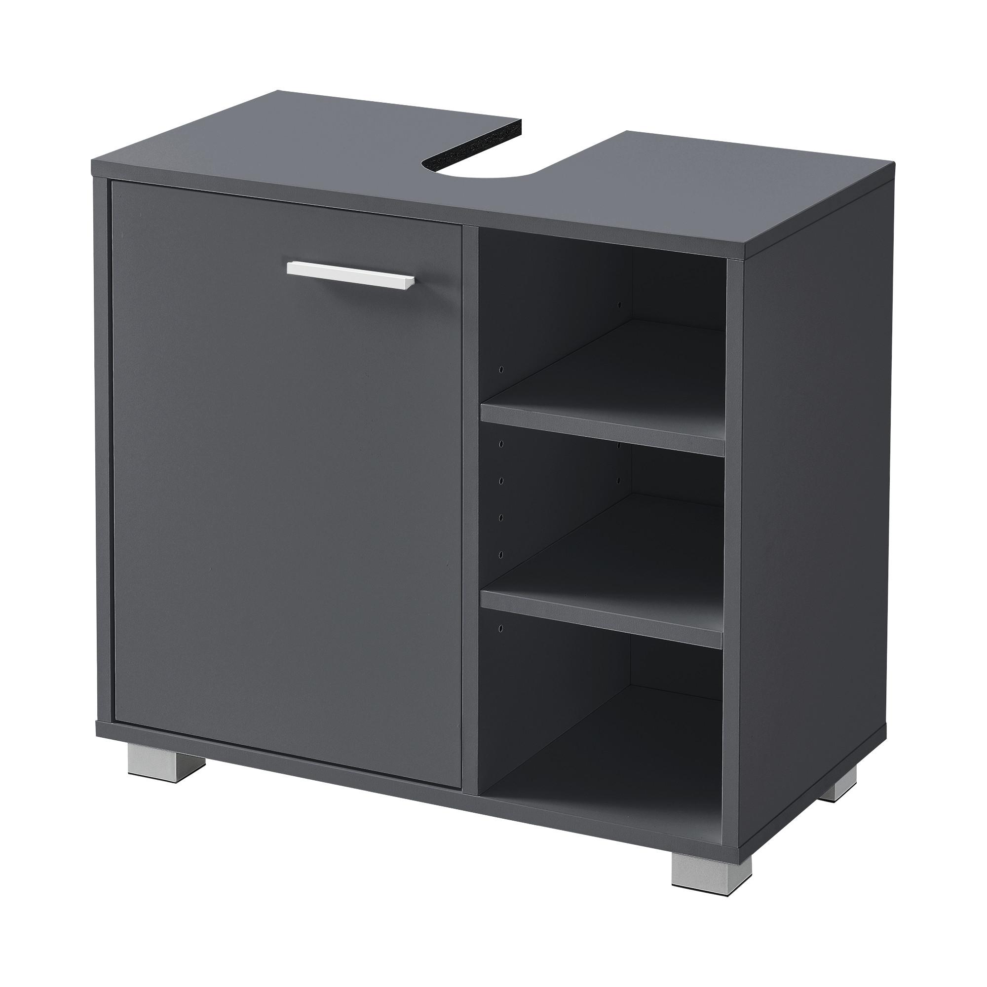 WASCHBECKENUNTERSCHRANK Narvik - Dunkelgrau, Holzwerkstoff (60/55.6/31cm) - [en.casa]