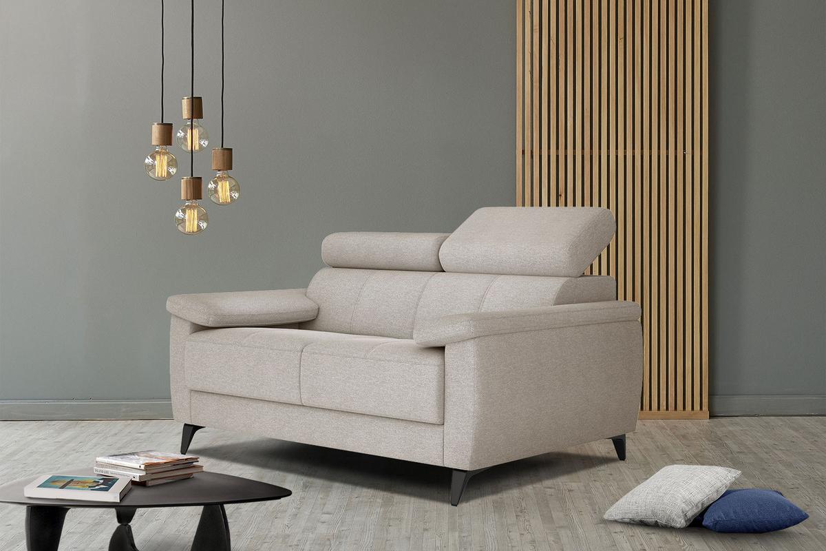 SOFA TAUNUS 2-Sitzer, beige - Beige/Schwarz, Holzwerkstoff/Textil (141/80/102cm) - Wozimo