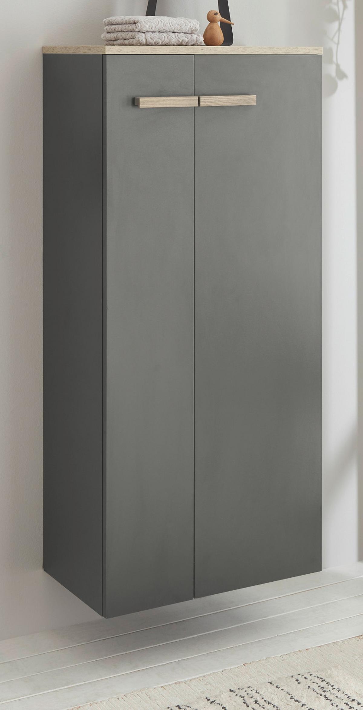 BAD-KOMMODE anthrazit matt, Eiche, Midischrank hängend, stehend 51 x 110 cm - Eichefarben/Anthrazit, Holzwerkstoff (51/115/30cm) - Furn.Design
