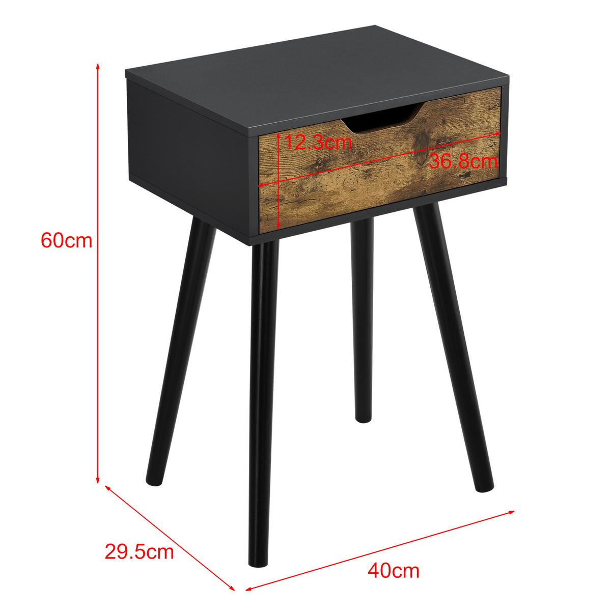 BEISTELLTISCH-SET 2 TLG. Östersund - Dunkelbraun/Schwarz, Holz/Holzwerkstoff (29.5/40/60cm) - [en.casa]