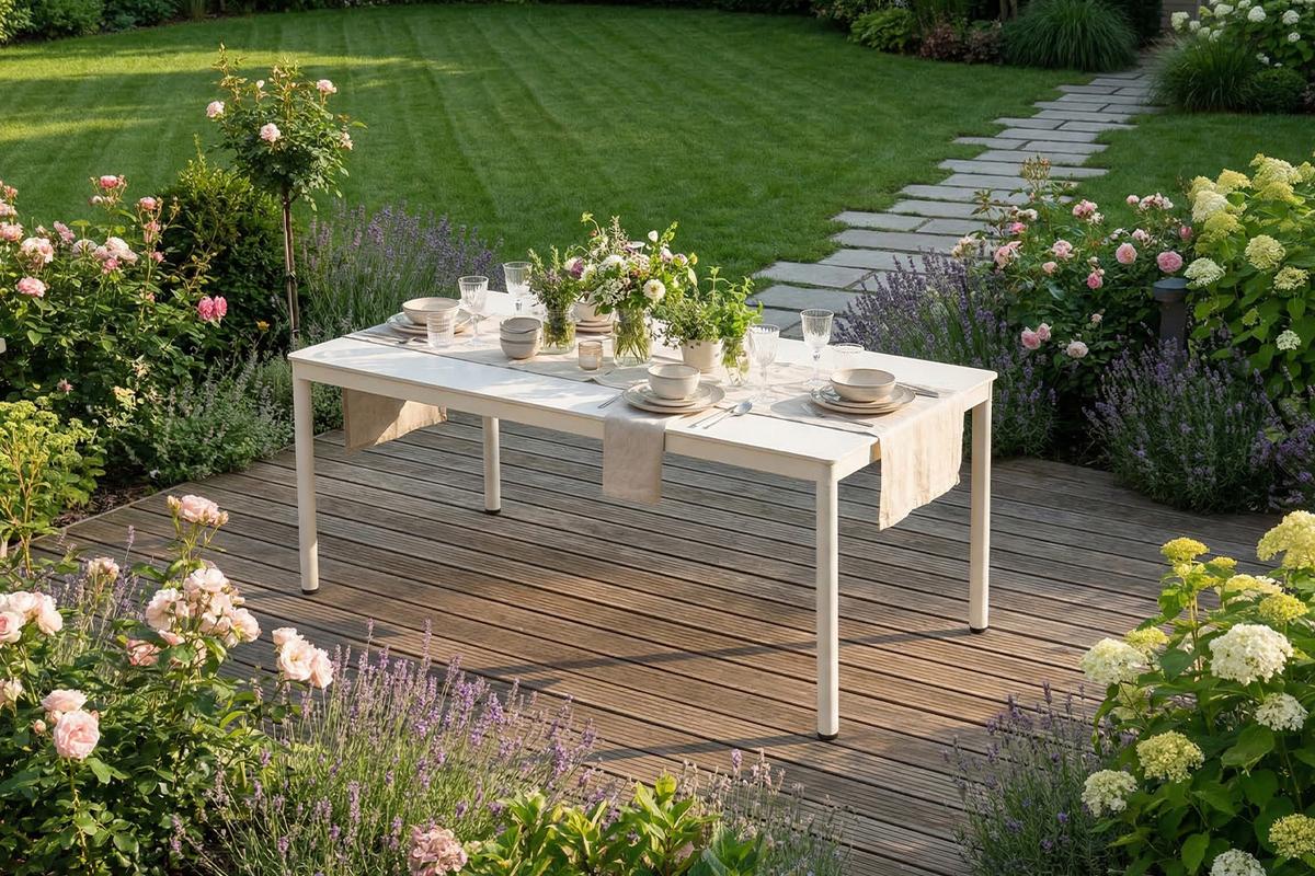 GARTENTISCH LONGA Hellgrau Keramik - Hellgrau, Keramik (90/180/75cm) - KAWOLA