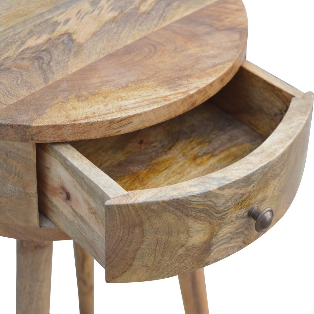 NACHTTISCH im Eichenholz-Finish, Rund geformter, 1 Schublade, Beige - Messingfarben/Braun, Holz/Metall (40/56/40cm) - Artisan Furniture