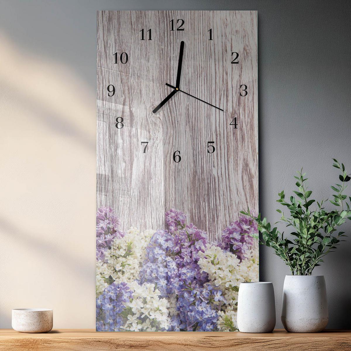 WANDUHR aus Glas 30x60 cm - Lila - Multicolor, Glas (30/60/0.4cm) - TULUP