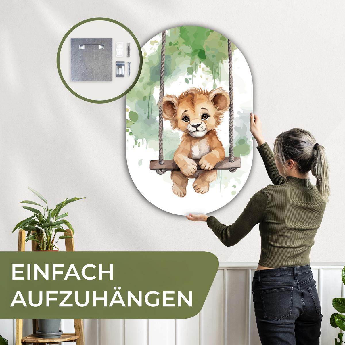 WANDBILD Löwe - Tier - Kinder - Dschungel Deko Groß 80x120 cm - Hellbraun, Kunststoff (80/120cm) - MuchoWow