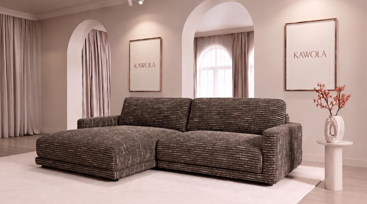 ECKSOFA MARLIN Braun Flachgewebe - Schwarz/Braun, Kunststoff/Textil (262/168cm) - KAWOLA
