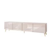 TV-SCHRANK COLGANTE 200 Kaschmir Hochglanz, mit LED, Schräge goldene Füßen - Kaschmir/Goldfarben, Holzwerkstoff (200/49/40cm) - Lookway