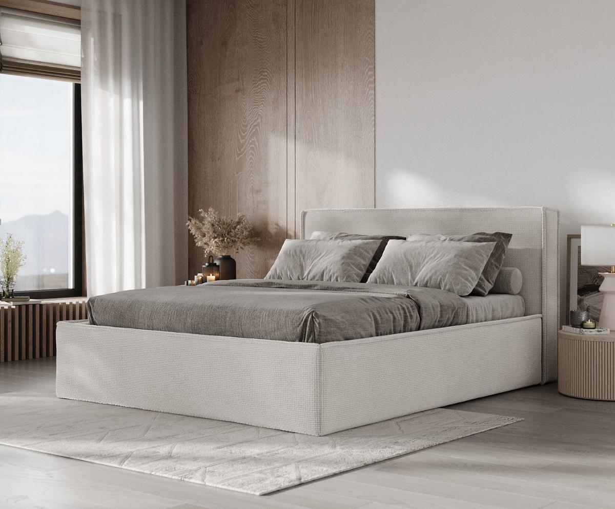 POLSTERBETT Sato mit Stauraum 140/200 cm Creme im Bonita Stoff - Creme/Schwarz, Holz/Holzwerkstoff (140/200cm) - AltaBeds