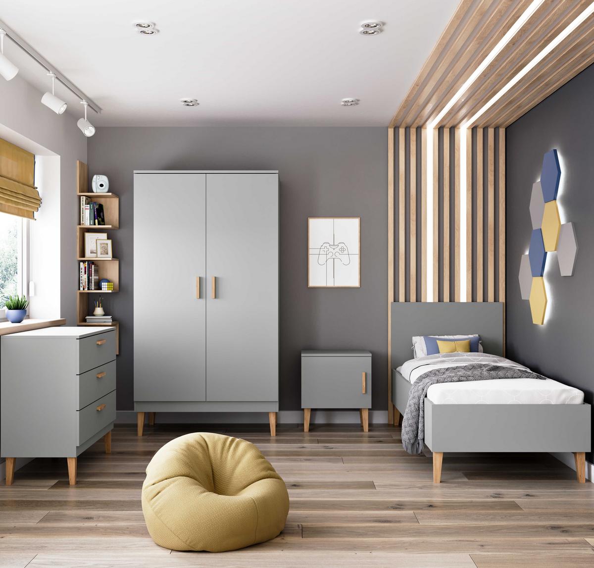 KINDERBETT Kubi ohne Schublade ohne Matratze Grau 180/80 - Grau, Holzwerkstoff (80/180cm) - RAUMHIRSCH FURNITURE