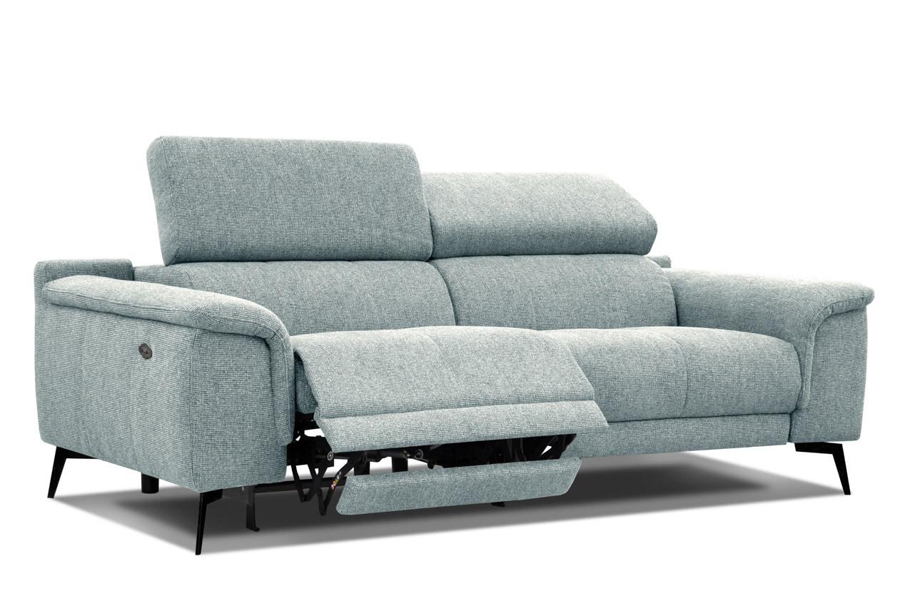 RELAXSOFA FIERO 3-Sitzer mit 1 Relaxfunktion, mintgrün - Schwarz/Mintgrün, Holzwerkstoff/Textil (212/82/103cm) - Wozimo