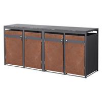 MÜLLTONNENBOX 4er Anthrazit-Rostoptik - Rotbraun, Metall (264/120/80cm) - ML-DESIGN