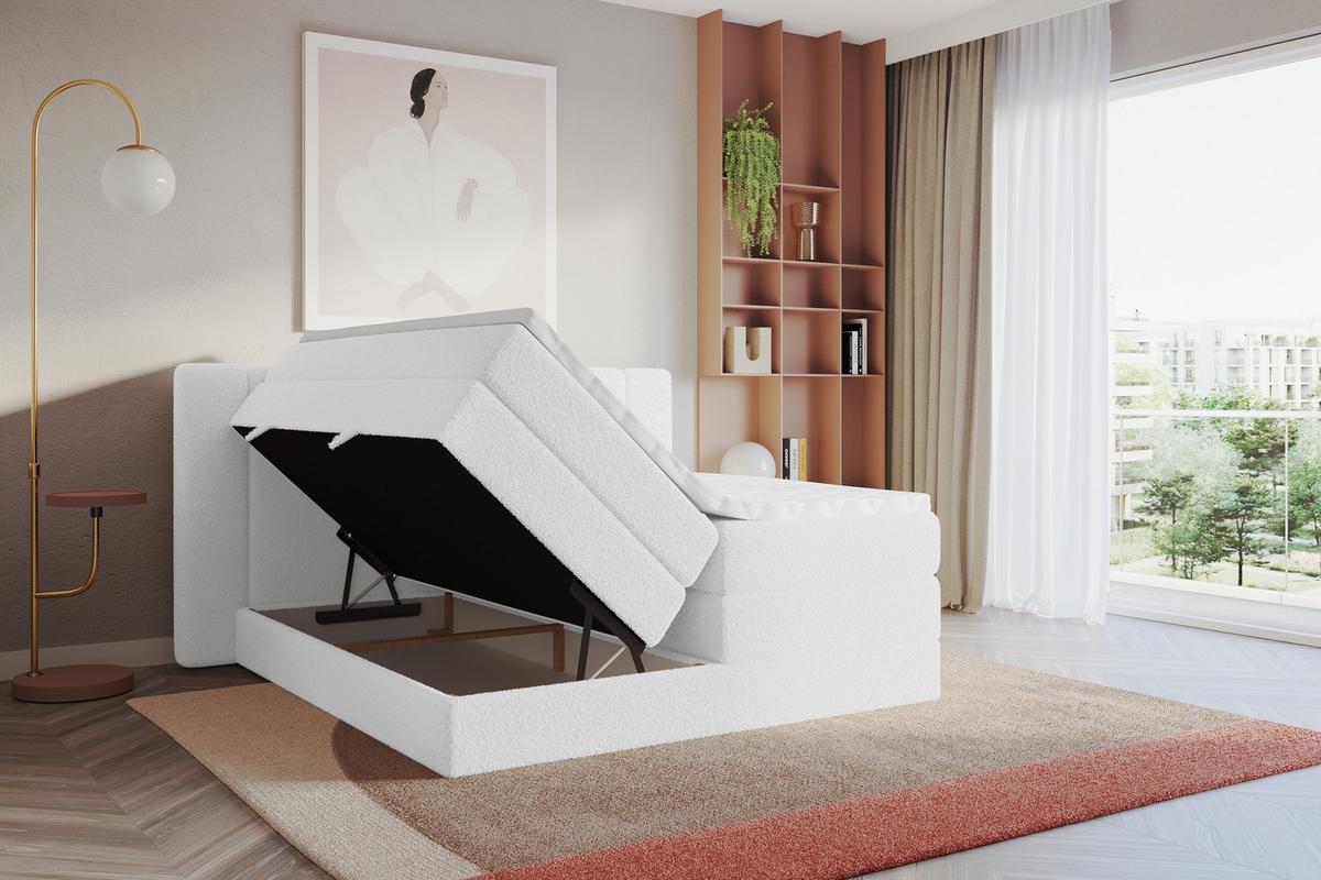 BOXSPRINGBETT mit Matratze H3/H4 - EVON KING - 180x200 cm Weiß - Weiß, Holzwerkstoff (180/200cm) - ALTDECOR