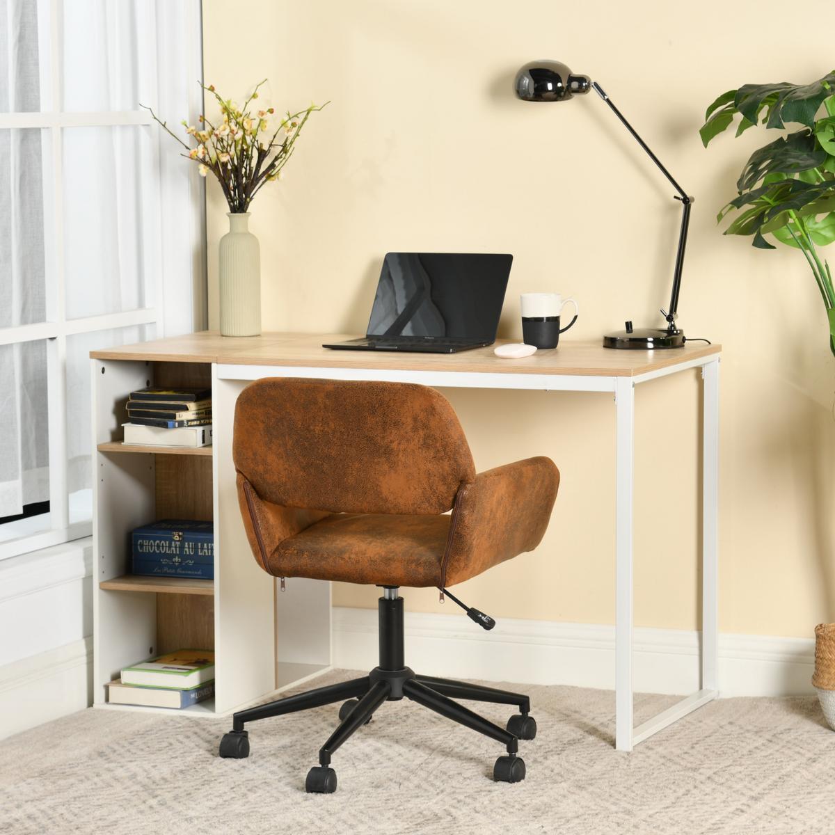 DREHSTUHL – Wildleder Optik, Höhenverstellbar und 360° drehbar - Schwarz/Braun, Textil/Metall (54/85/56cm) - Urban Meuble