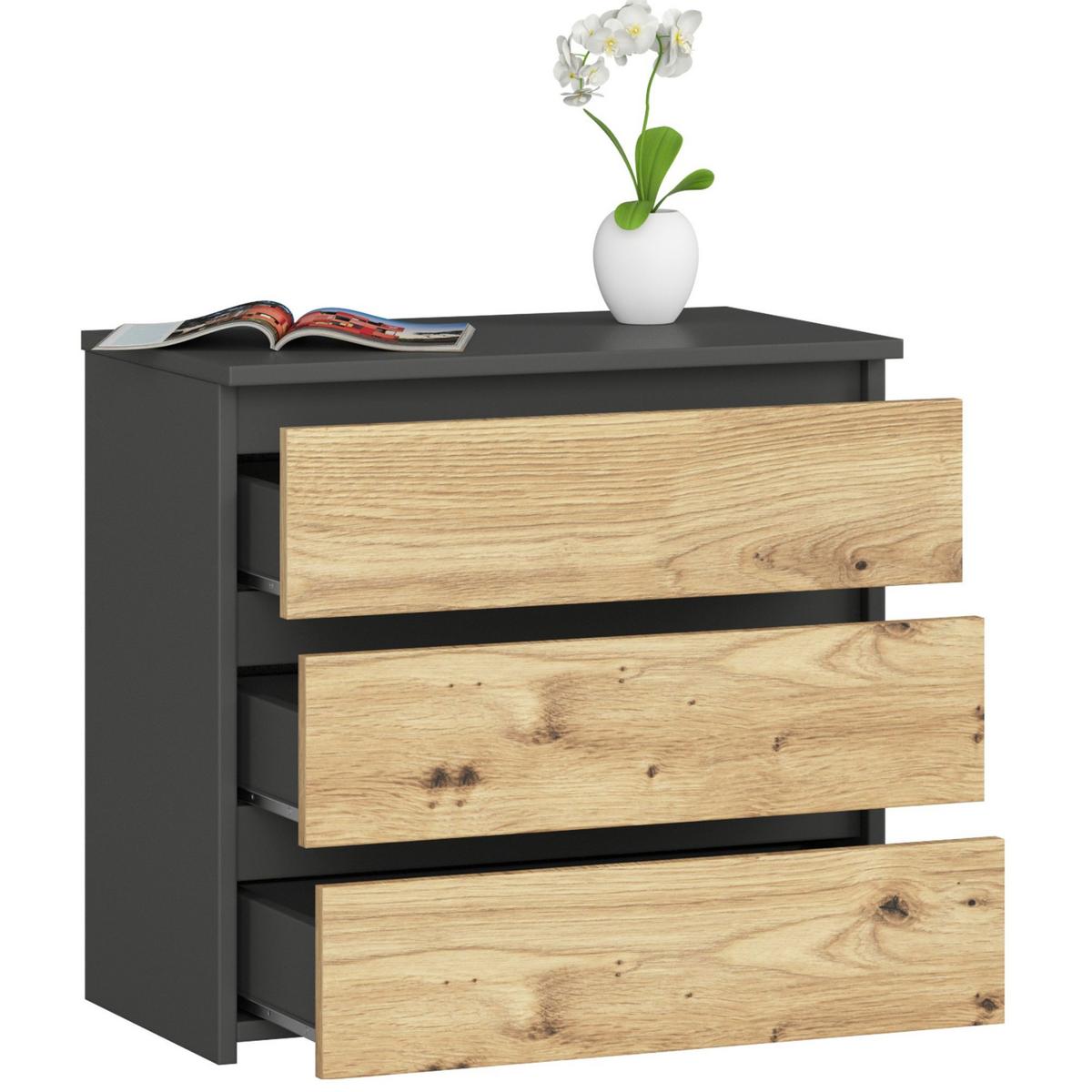 KOMMODE Graphit Grau, Eiche Artisan 57/60/35 - Eiche Artisan, Holzwerkstoff (60/57/35cm) - RAUMHIRSCH FURNITURE