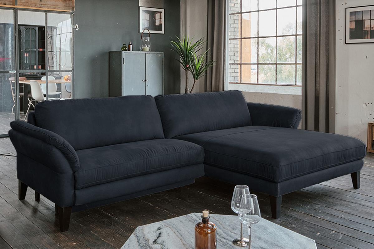 ECKSOFA MIT MOTORISCHER RELAXFUNKTION MALTA Schwarz Webstoff Relaxfunktion - Schwarz, Buchenholz/Textil (302/175cm) - KAWOLA