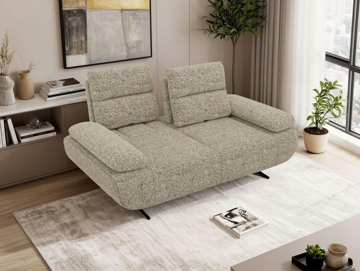 2-SITZER SOFA SORAE - Beige Stukture - Beige/Schwarz, Textil/Metall (182/94/107cm) - MKS