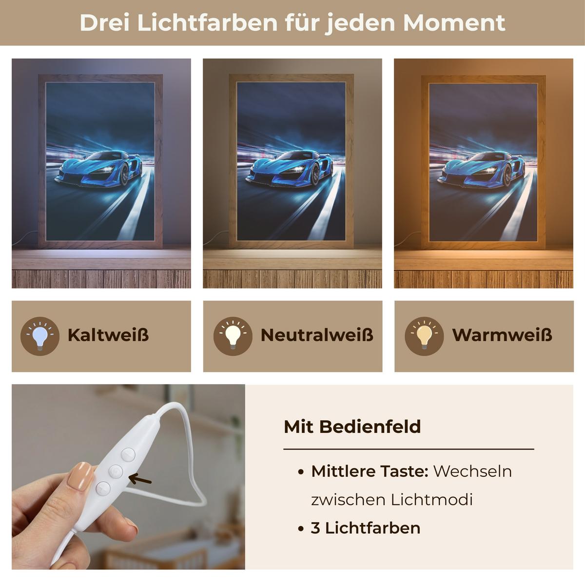 NACHTTISCHLAMPE Auto - Blau - Jungen - Kind 20x30 cm - Blau, Holzwerkstoff (8/20/30cm) - OnlyWow