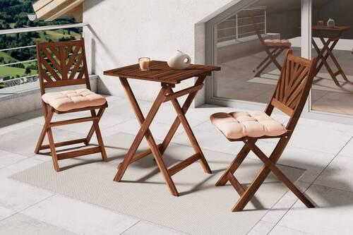 Balkonska garnitura iz lesa z zložljivo mizo in zložljivima stoloma