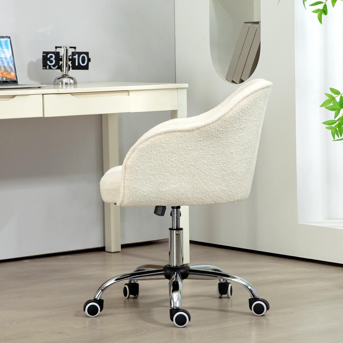 BÜROSTUHL Polyester Kunstleder Cremeweiß - Weiß, Kunststoff (61/86/56cm) - HOMCOM