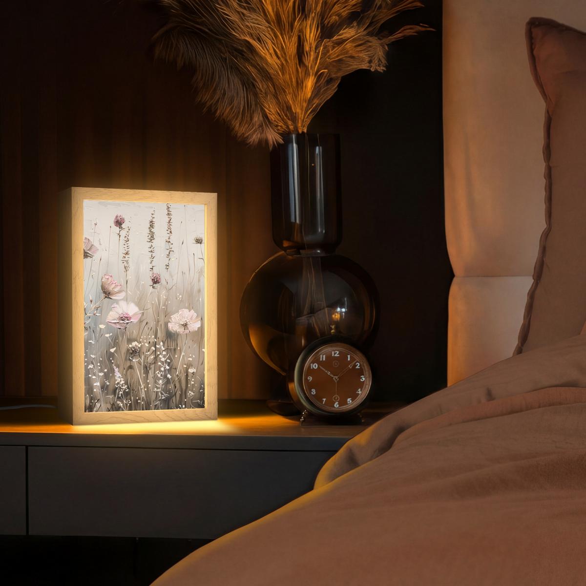 TISCHLEUCHTE Blumen - Rosa - Modern - Beige 20x30 cm - Akaziefarben, Holzwerkstoff (8/20/30cm) - OnlyWow
