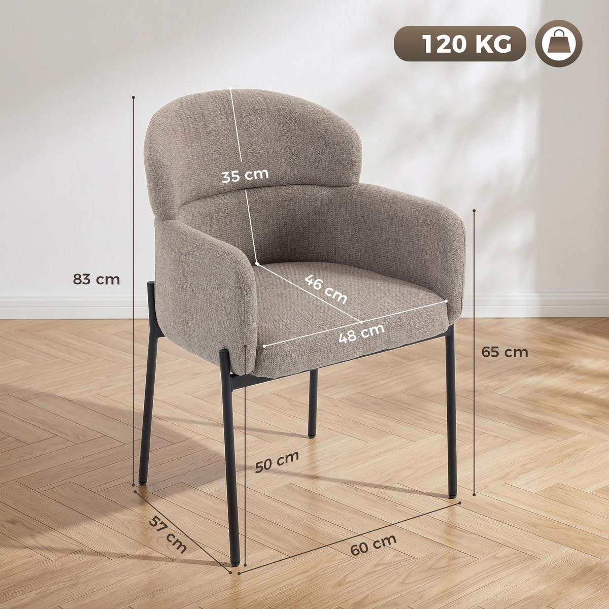 SESSEL Polyester Hellbraun - Hellbraun/Schwarz, Textil/Metall (57/83/60cm) - HOMCOM